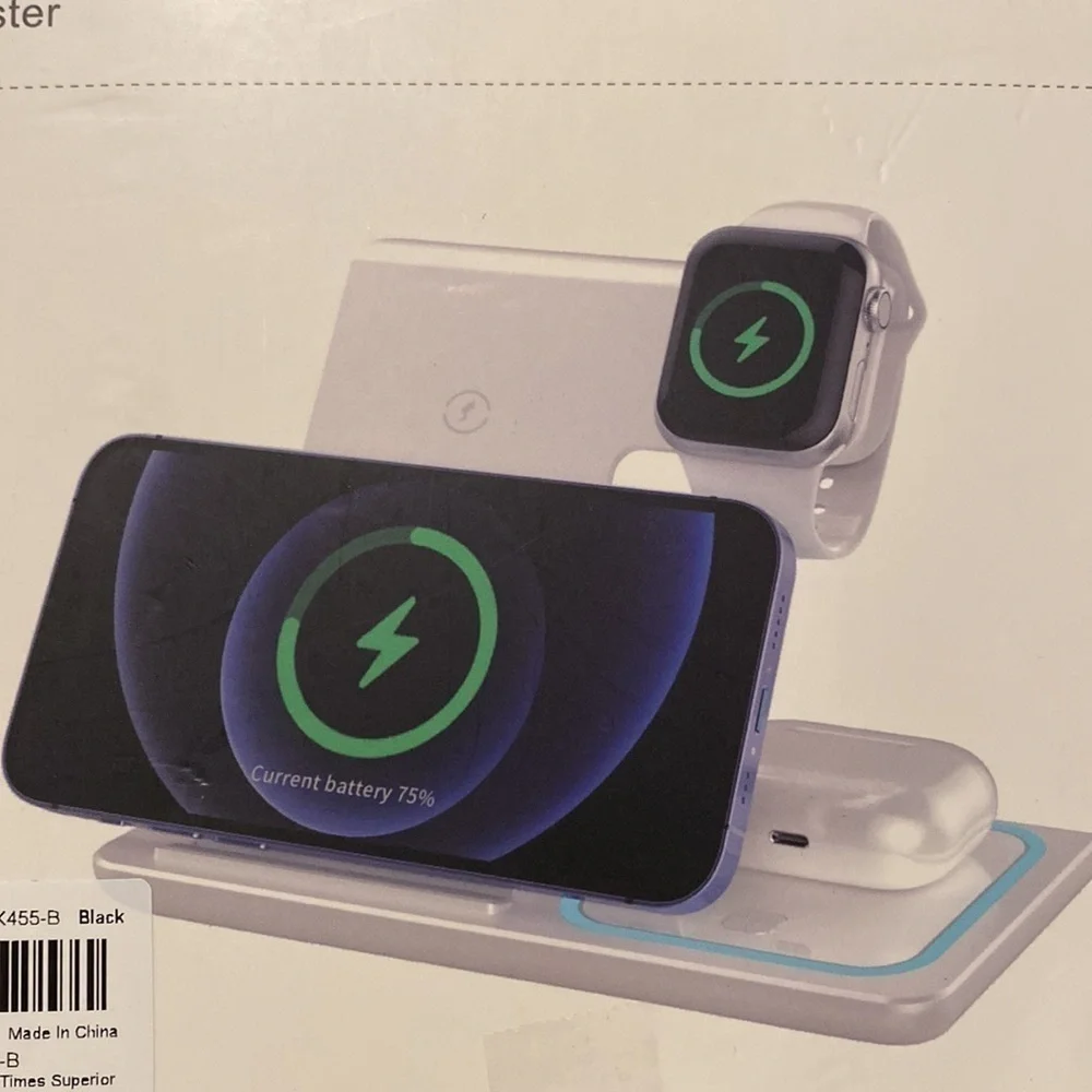 NWT 3-in-1 Wireless Charger (Foldable) for Phone, AirPods and iWatch